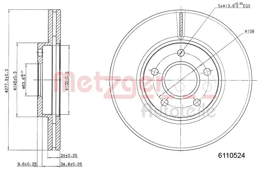 Bremsscheibe METZGER 6110524