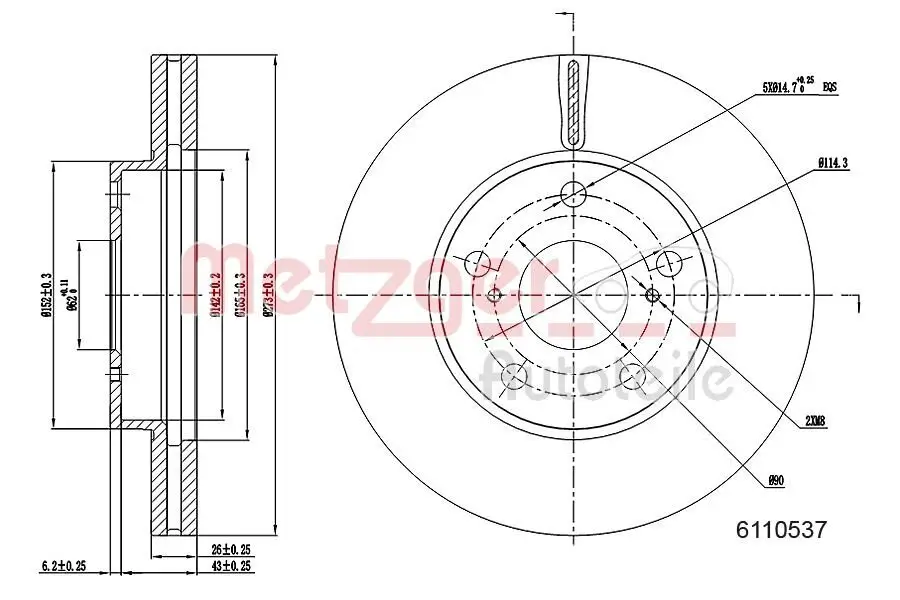 Bremsscheibe METZGER 6110537