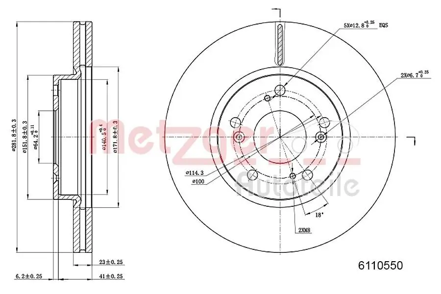 Bremsscheibe Vorderachse links Vorderachse rechts METZGER AUTOTEILE 6110550