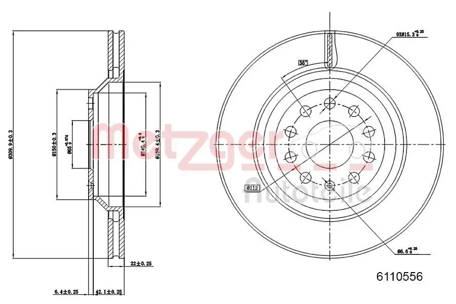 Bremsscheibe METZGER 6110556