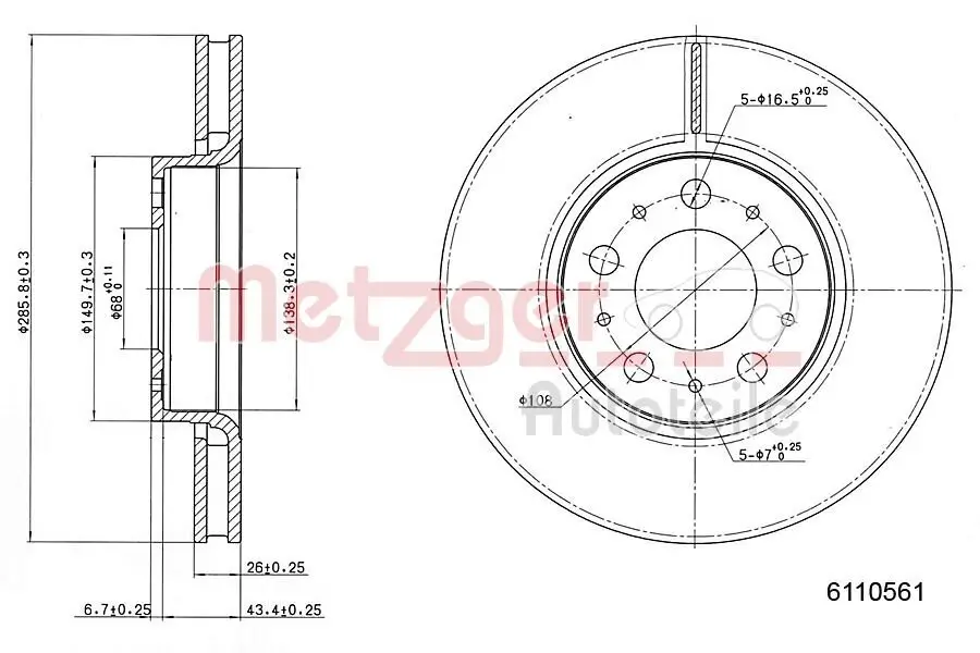 Bremsscheibe METZGER 6110561