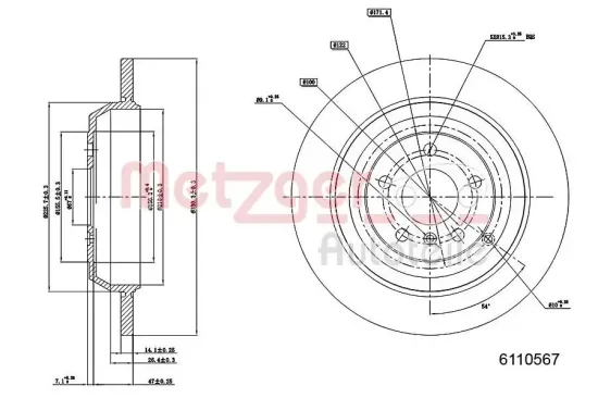 Bremsscheibe METZGER 6110567 Bild Bremsscheibe METZGER 6110567