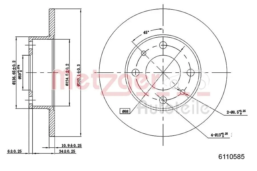 Bremsscheibe METZGER 6110585