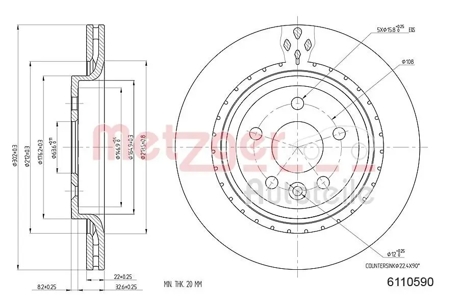 Bremsscheibe METZGER 6110590