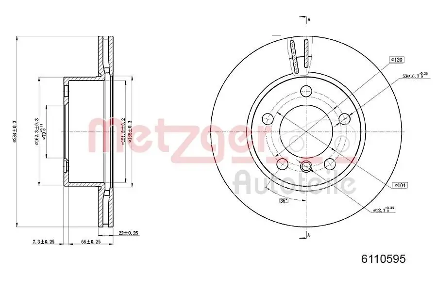 Bremsscheibe METZGER 6110595