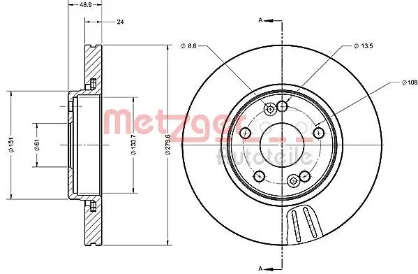 Bremsscheibe METZGER 6110600