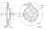 Bremsscheibe Vorderachse links Vorderachse rechts METZGER 6110613