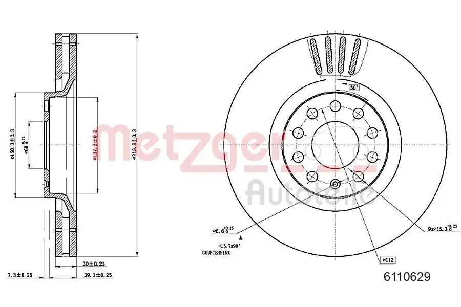 Bremsscheibe METZGER 6110629