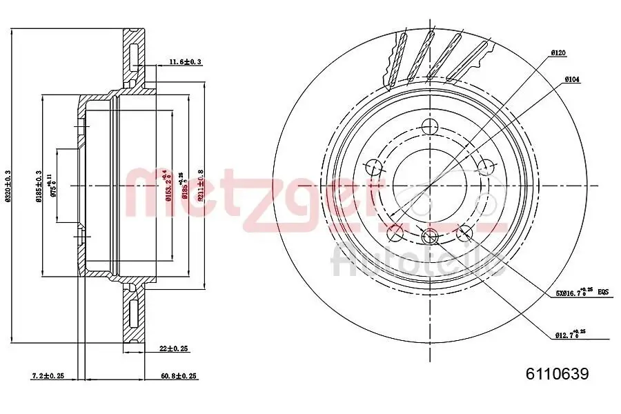 Bremsscheibe METZGER 6110639