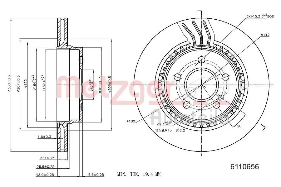 Bremsscheibe METZGER 6110656