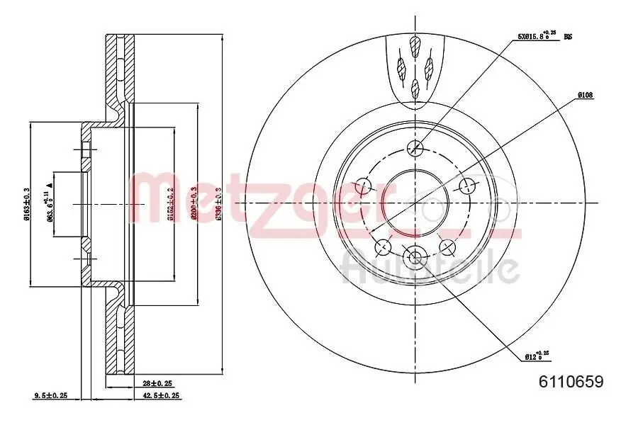 Bremsscheibe METZGER 6110659