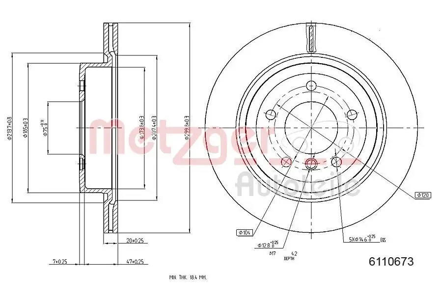 Bremsscheibe METZGER 6110673