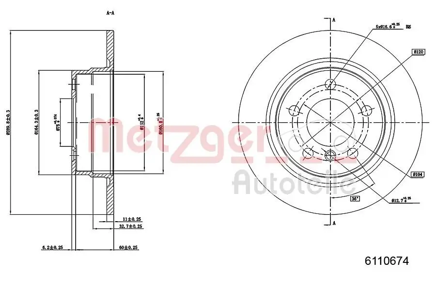 Bremsscheibe METZGER 6110674