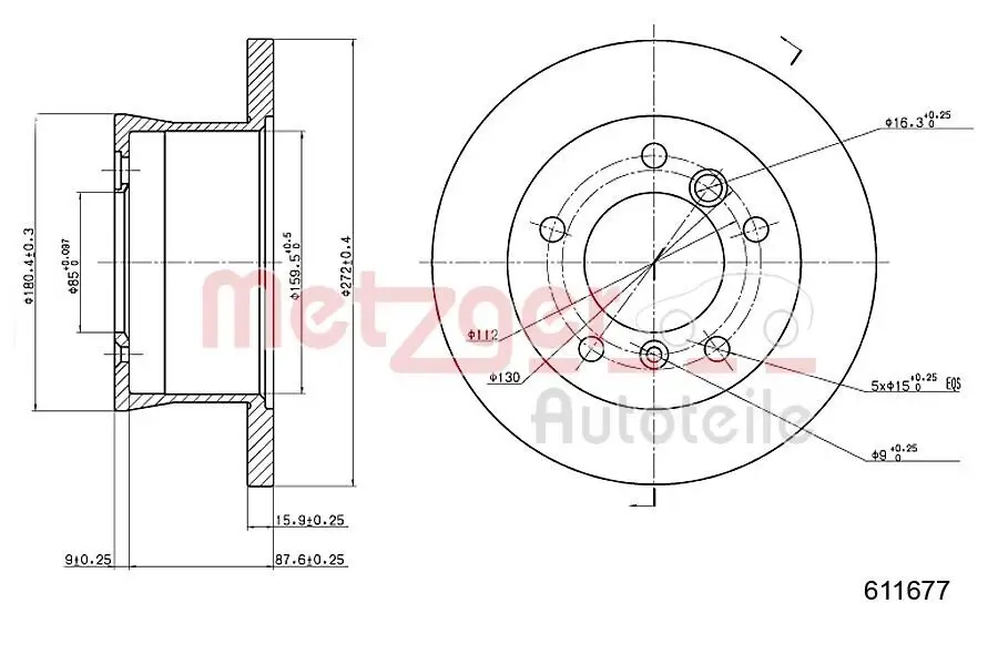 Bremsscheibe METZGER 6110677