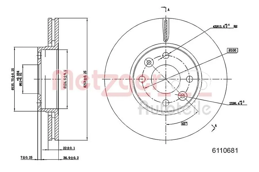 Bremsscheibe METZGER 6110681