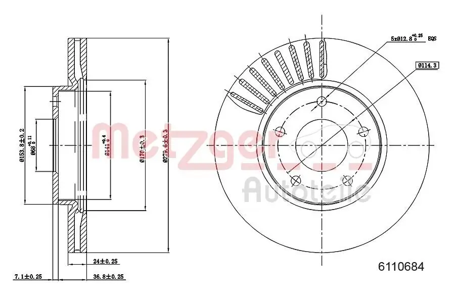 Bremsscheibe METZGER 6110684