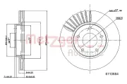 Bremsscheibe Vorderachse links Vorderachse rechts METZGER 6110684