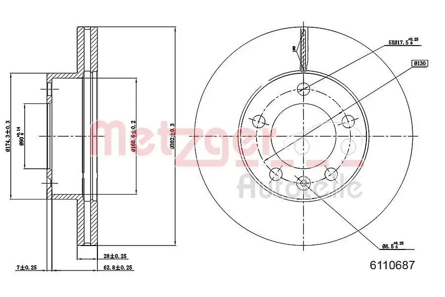 Bremsscheibe METZGER 6110687