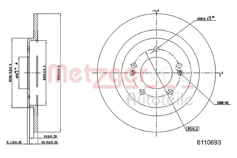 Bremsscheibe METZGER 6110693