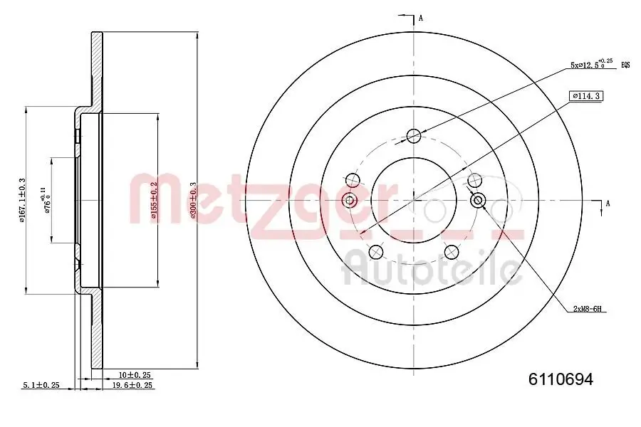 Bremsscheibe METZGER 6110694