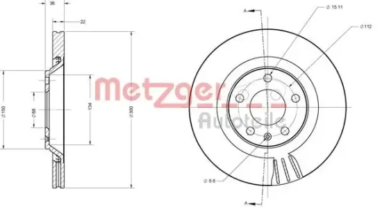 Bremsscheibe METZGER 6110697 Bild Bremsscheibe METZGER 6110697