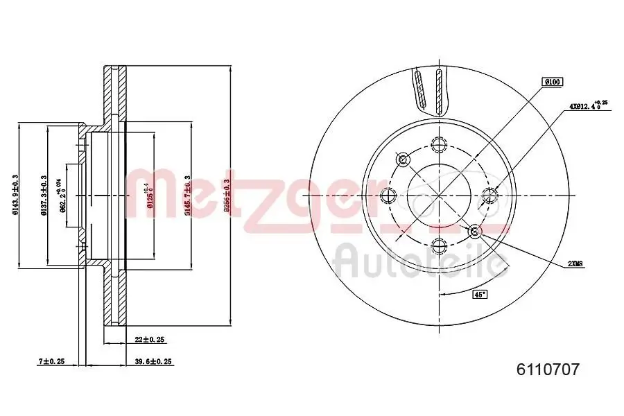 Bremsscheibe Vorderachse links Vorderachse rechts METZGER 6110707