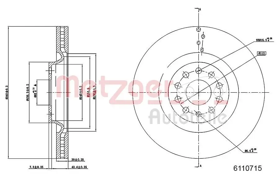 Bremsscheibe METZGER 6110715