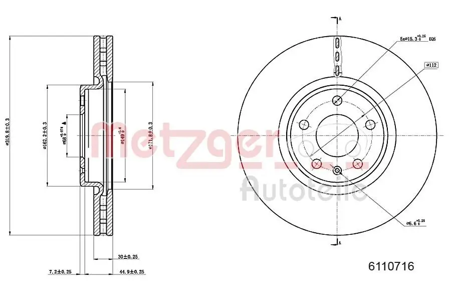 Bremsscheibe METZGER 6110716