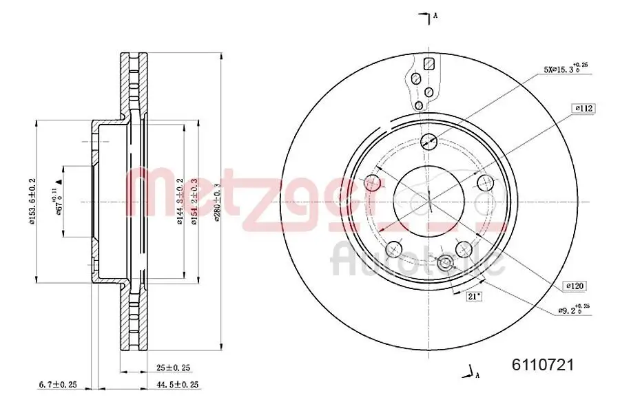 Bremsscheibe METZGER 6110721