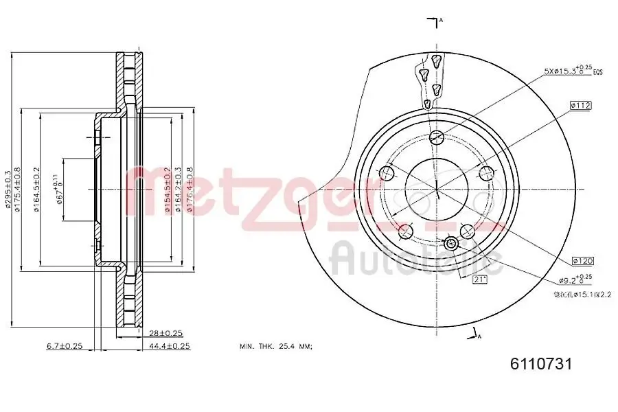 Bremsscheibe METZGER 6110731