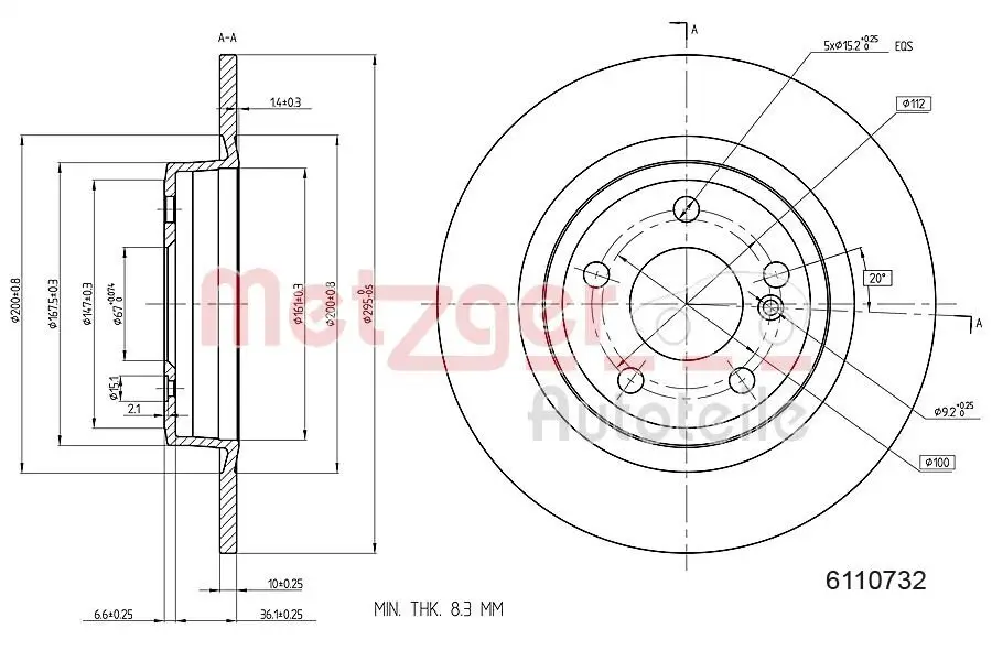 Bremsscheibe METZGER 6110732