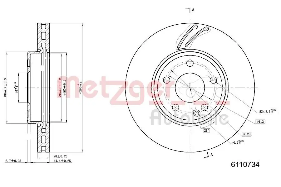 Bremsscheibe METZGER 6110734