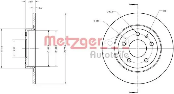 Bremsscheibe METZGER 6110740