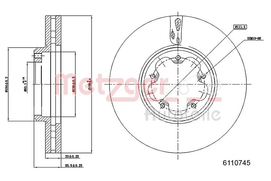 Bremsscheibe METZGER 6110745