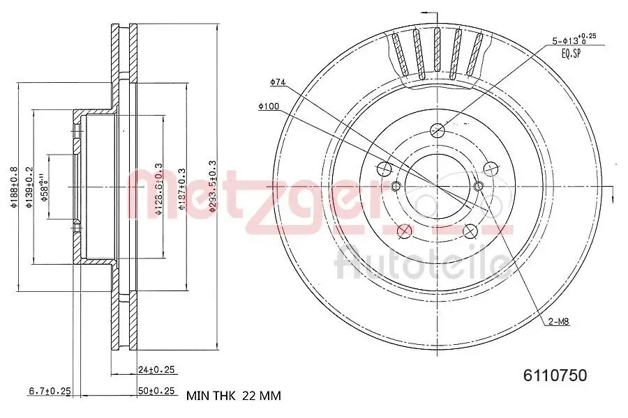 Bremsscheibe METZGER 6110750