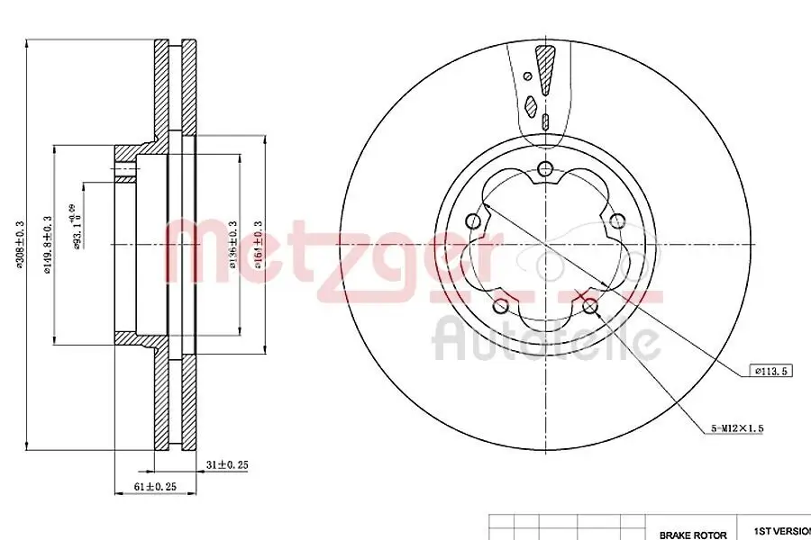 Bremsscheibe METZGER 6110767