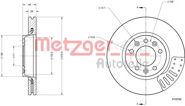 Bremsscheibe METZGER 6110788