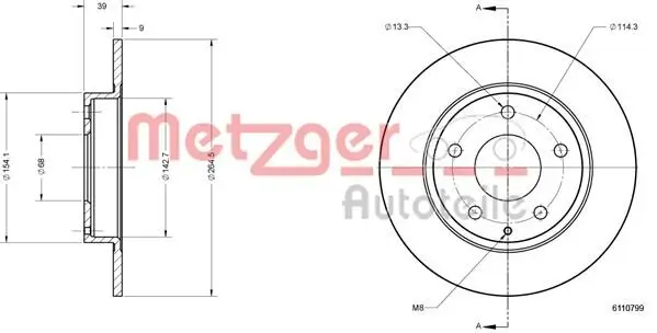 Bremsscheibe METZGER 6110799