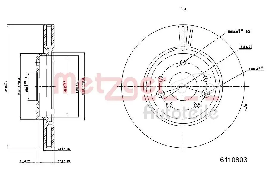 Bremsscheibe METZGER 6110803