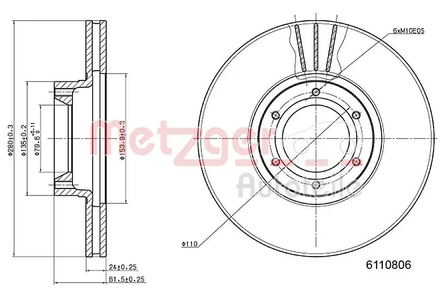 Bremsscheibe METZGER 6110806