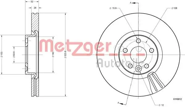 Bremsscheibe Vorderachse links Vorderachse rechts METZGER 6110812