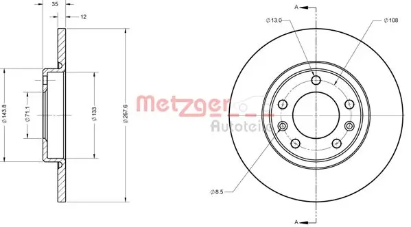 Bremsscheibe METZGER 6110815