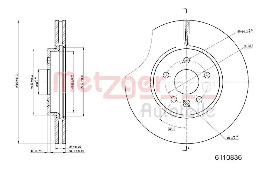 Bremsscheibe METZGER 6110836