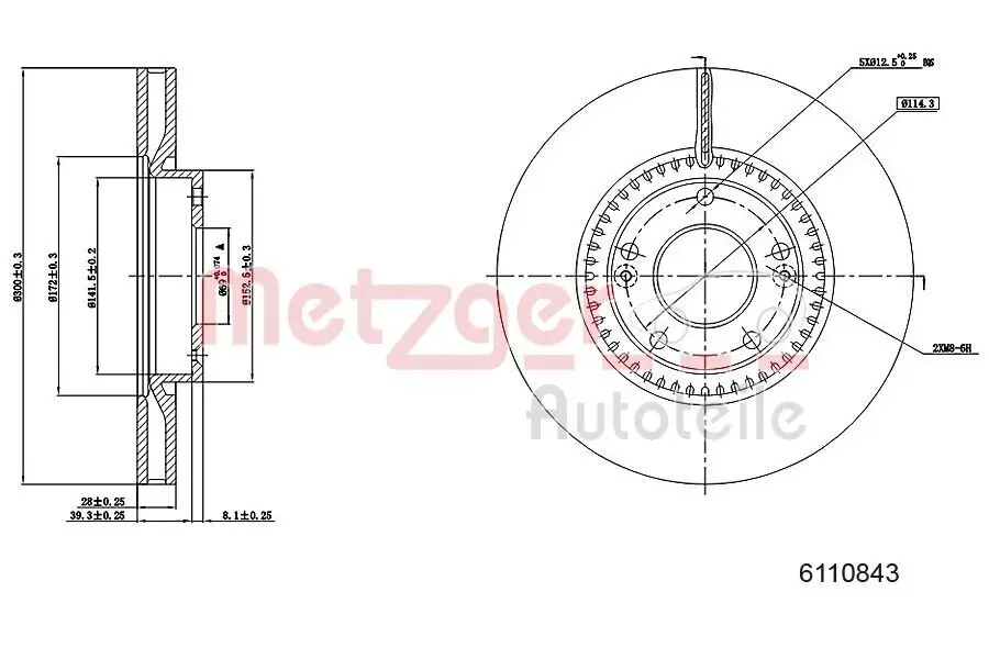 Bremsscheibe METZGER 6110843