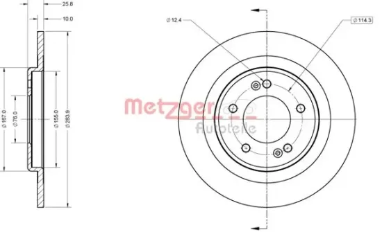 Bremsscheibe METZGER 6110846 Bild Bremsscheibe METZGER 6110846