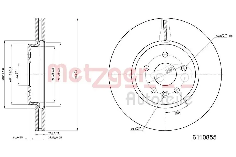 Bremsscheibe METZGER 6110855