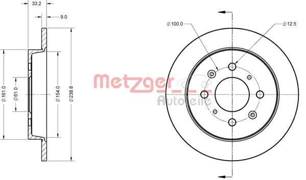 Bremsscheibe METZGER 6110857