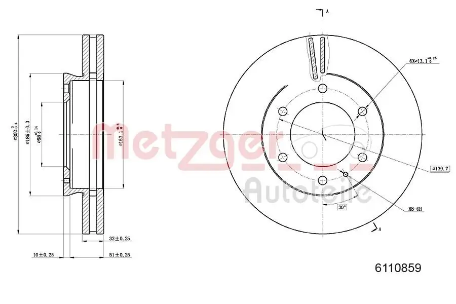 Bremsscheibe METZGER 6110859