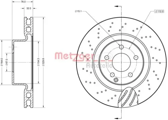 Bremsscheibe METZGER 6110870 Bild Bremsscheibe METZGER 6110870