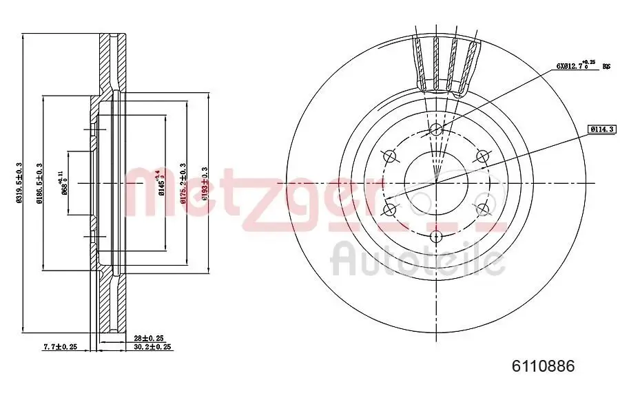 Bremsscheibe METZGER 6110886